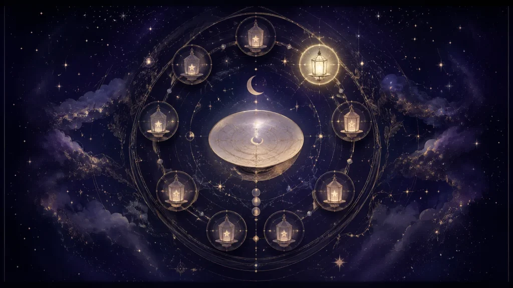 九つの星灯から日替わりのお告げが届く夜空