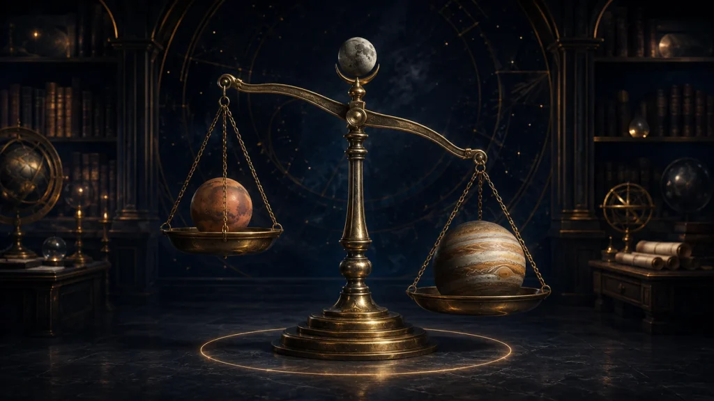 惑星の重みを左右の皿で測る星衡天秤占い